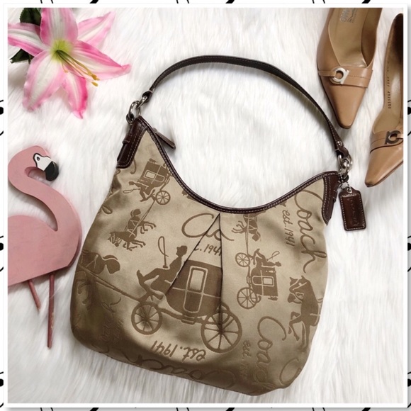 Coach Handbags - Coach Horse & Carriage Sateen Hobo Bag Purse